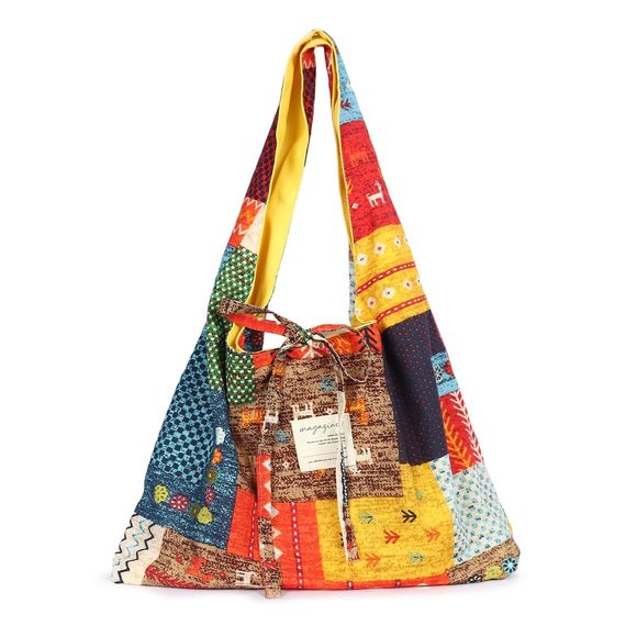 Boho Purses Double-Sided Tote Colorful Boho Bag -B Yellow C o_o - Picture 1 of 7